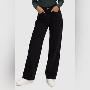 Kuwalla Black Denim Jeans with Leather Logo Patch